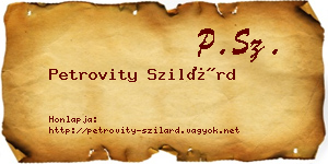 Petrovity Szilárd névjegykártya